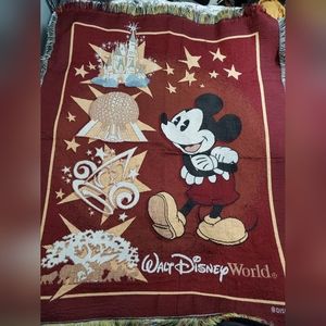 Vintage Disney Mickey Mouse Woven Throw Blanket Tapestry